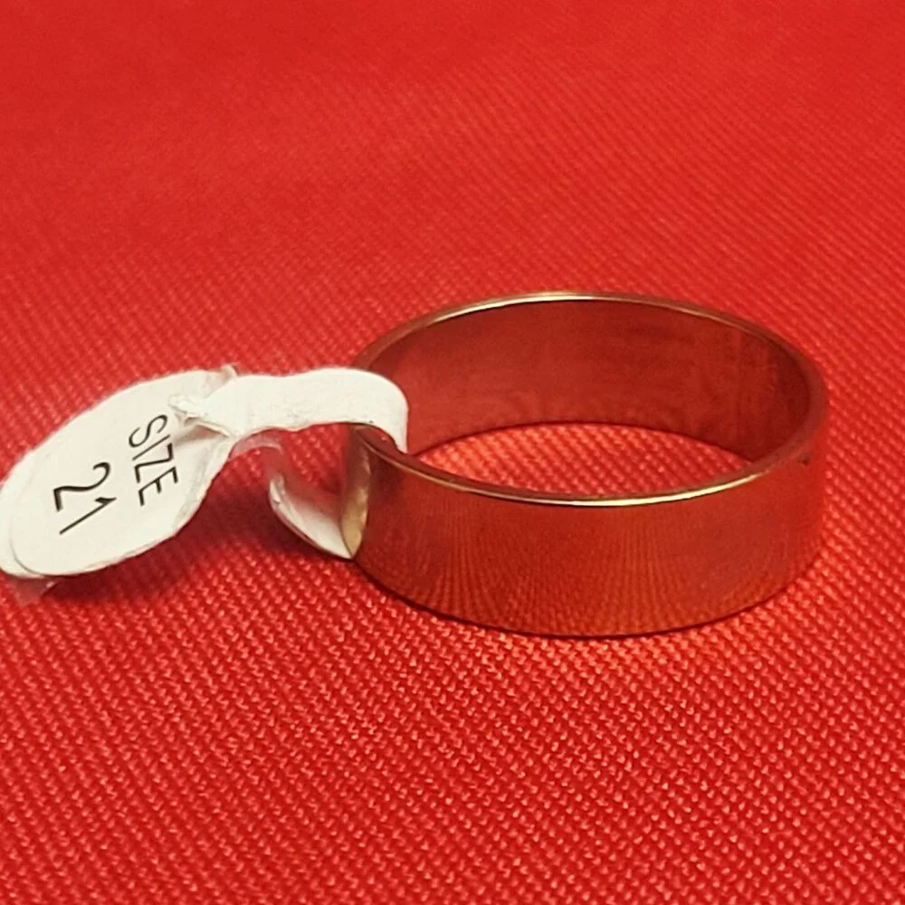 Stainless Steel Wide Band White Dragon Engraved Ring Size 21 Gold Tone Unisex